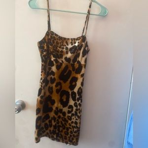 Leopard print body con mini dress